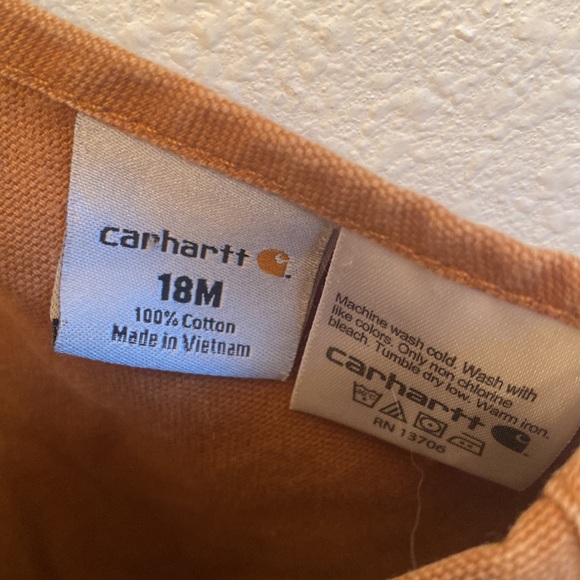 Carhartt Tan Cotton Canvas One-Piece Bib Overalls Baby Size 18M Unisex Preowned - Picture 7 of 11